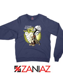 The Mandalorian Hug Baby Yoda Navy Blue Sweater