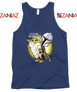 The Mandalorian Hug Baby Yoda Navy Blue Tank Top