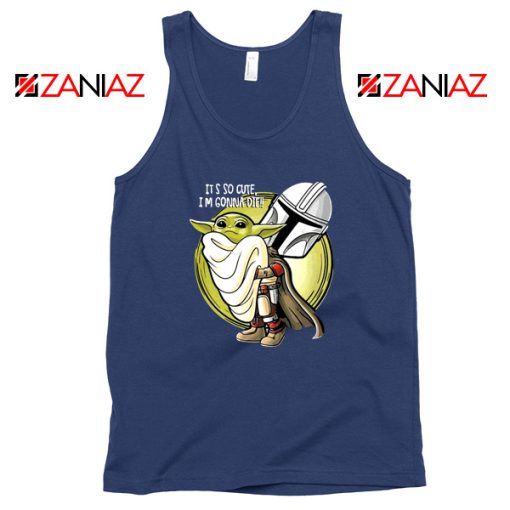 The Mandalorian Hug Baby Yoda Navy Blue Tank Top