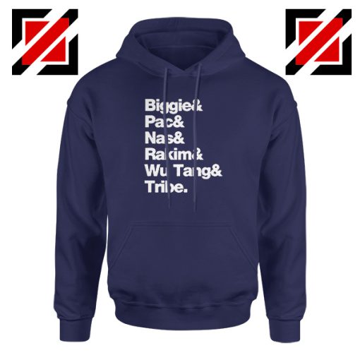 Biggie 2 Pac Nas Rakim Wu Tang Tribe Navy Blue Hoodie