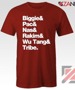 Biggie 2 Pac Nas Rakim Wu Tang Tribe Red Tshirt