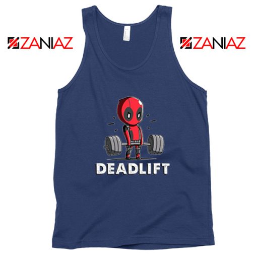 Deadpool Deadlift Navy Blue Tank Top