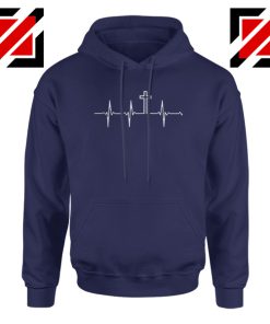 My Heartbeat Is The Cross Navy Blue Hoodie