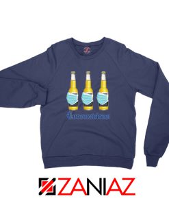 Quarantine Beer Mask Virus Navy Blue Sweatshirt