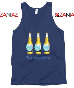 Quarantine Beer Mask Virus Navy Blue Tank Top