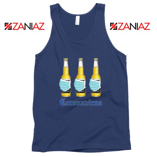 Quarantine Beer Mask Virus Navy Blue Tank Top