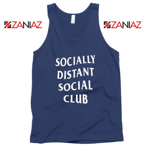 Socially Distant Social Club Navy Blue Tank Top