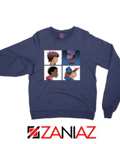 Stranger Things Characters Navy Blue Sweater