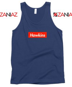 Stranger Things Hawkins White Navy Blue Tank Top