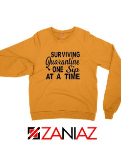 Surviving Quarantine One Sip At A Time Orange Sweatshirt