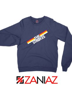 The Strokes Striped Graphic Navy Blue Sweatshirt