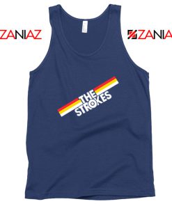 The Strokes Striped Graphic Navy Blue Tank Top