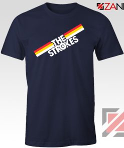 The Strokes Striped Graphic Navy Blue Tshirt