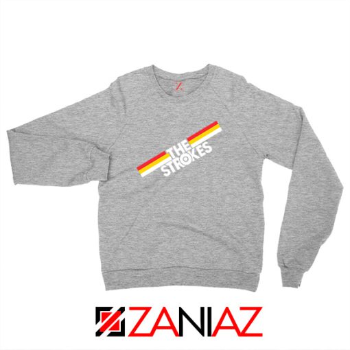 The Strokes Striped Graphic Sport Grey Sweatshirt