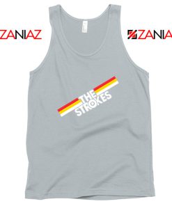 The Strokes Striped Graphic Sport Grey Tank Top