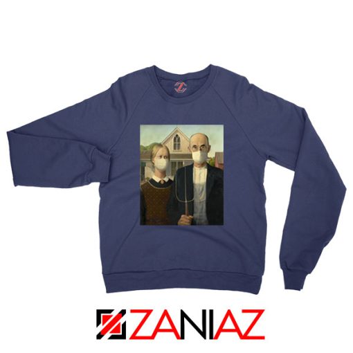 American Gothic Mask Covid 19 Navy Blue Sweatshirt