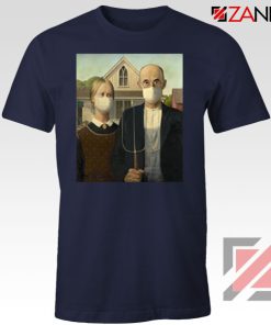 American Gothic Mask Covid 19 Navy Blue Tshirt