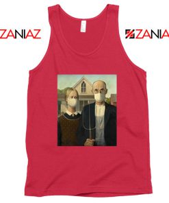 American Gothic Mask Covid 19 Red Tank Top