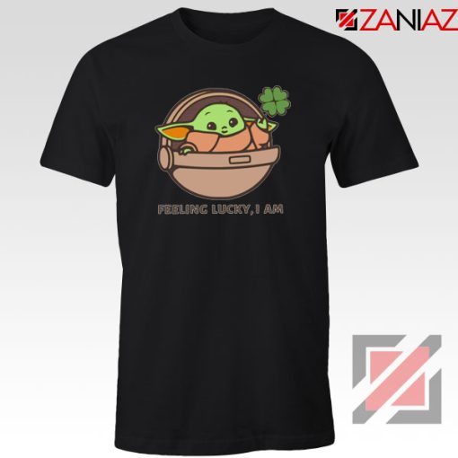 Baby Yoda Feeling Lucky Black Tshirt