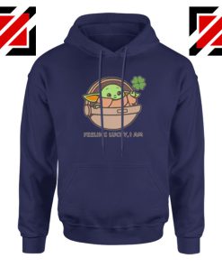 Baby Yoda Feeling Lucky Navy Blue Hoodie