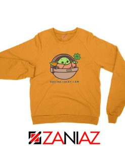 Baby Yoda Feeling Lucky Orange Sweatshirt