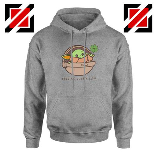 Baby Yoda Feeling Lucky Sport Grey Hoodie