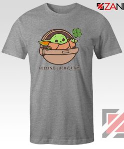 Baby Yoda Feeling Lucky Sport Grey Tshirt