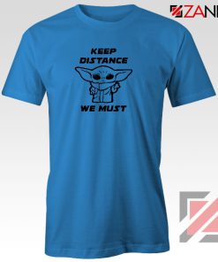 Baby Yoda Keep Distance Blue Tshirt