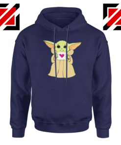 Baby Yoda Valentine Navy Blue Hoodie