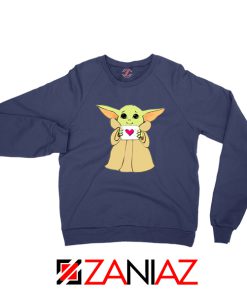 Baby Yoda Valentine Navy Blue Sweatshirt