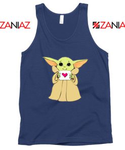 Baby Yoda Valentine Navy Blue Tank Top