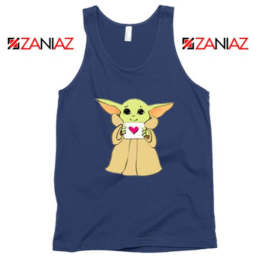 Baby Yoda Valentine Navy Blue Tank Top