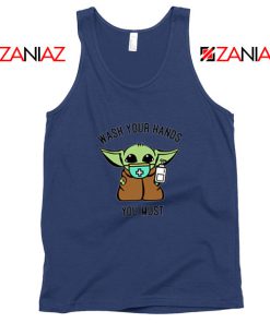 Baby Yoda Wash Your Hands Navy Blue Tank Top