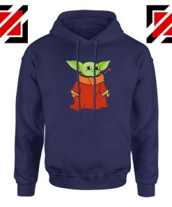 Cute Baby Yoda Navy Blue Hoodie