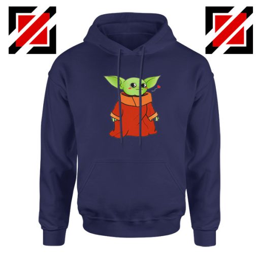 Cute Baby Yoda Navy Blue Hoodie