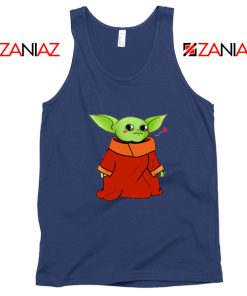 Cute Baby Yoda Navy Blue Tank Top