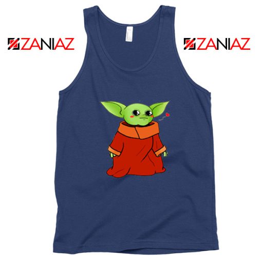 Cute Baby Yoda Navy Blue Tank Top