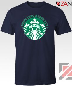 Drive Thru Take Out Coffee Navy Blue Tshirt