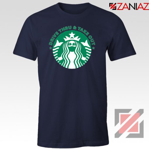 Drive Thru Take Out Coffee Navy Blue Tshirt