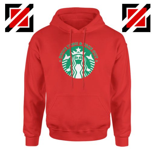 Drive Thru Take Out Coffee Red Hoodie