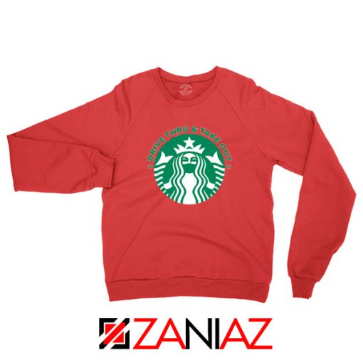 Drive Thru Take Out Coffee Red Sweatshirt