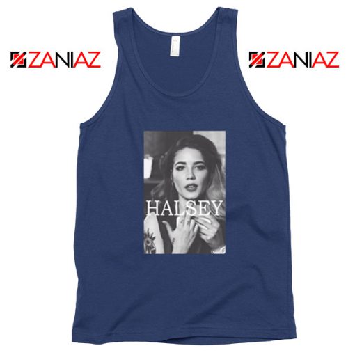 Halsey Singer Poster Navy Blue Tank Top