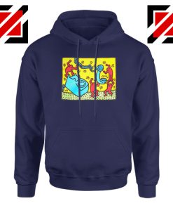 Keith Haring Visual Art Navy Blue Hoodie