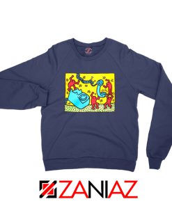 Keith Haring Visual Art Navy Blue Sweatshirt