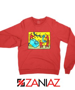 Keith Haring Visual Art Red Sweatshirt