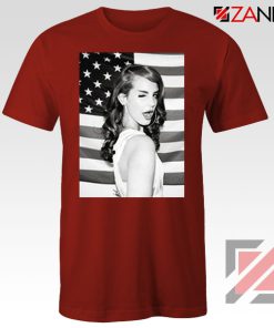 Lana Del Rey American Flag Red Tshirt