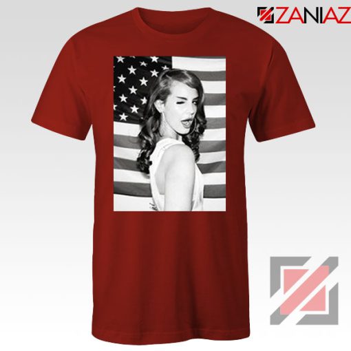 Lana Del Rey American Flag Red Tshirt