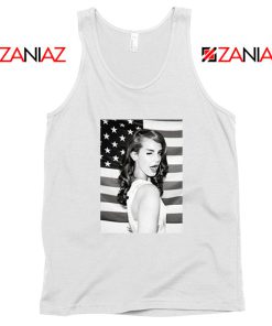 Lana Del Rey American Flag White Tank Top