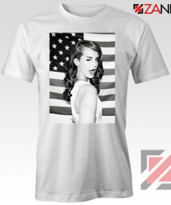 Lana Del Rey American Flag White Tshirt