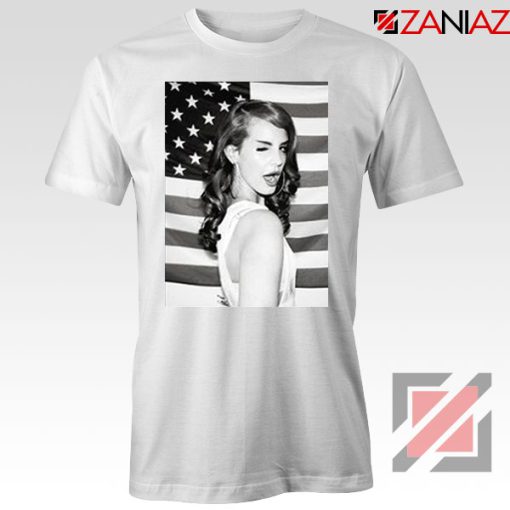 Lana Del Rey American Flag White Tshirt